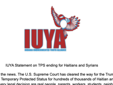 IUYA Statement on TPS ending for Haitians and Syrians